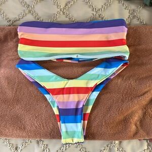 Colorful striped bikini sz S/M -fits like Skatie